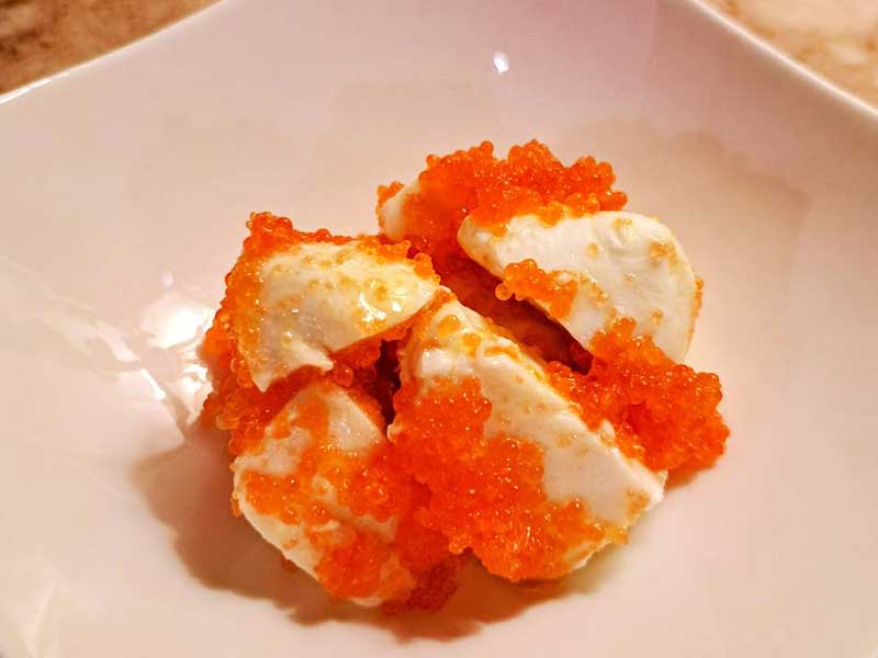 イタリア産極上オリーブオイルと水牛モッツァレラチーズのとびこ明太和え